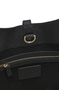 Pebbled-leather tote bag with golden hardware