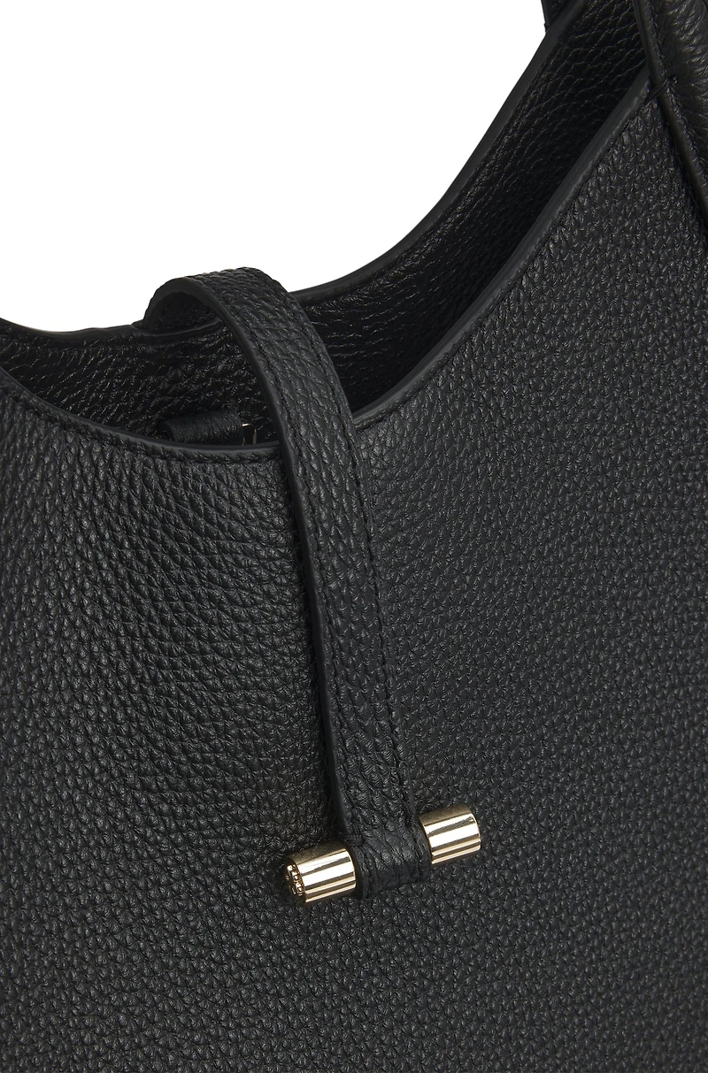 Pebbled-leather tote bag with golden hardware