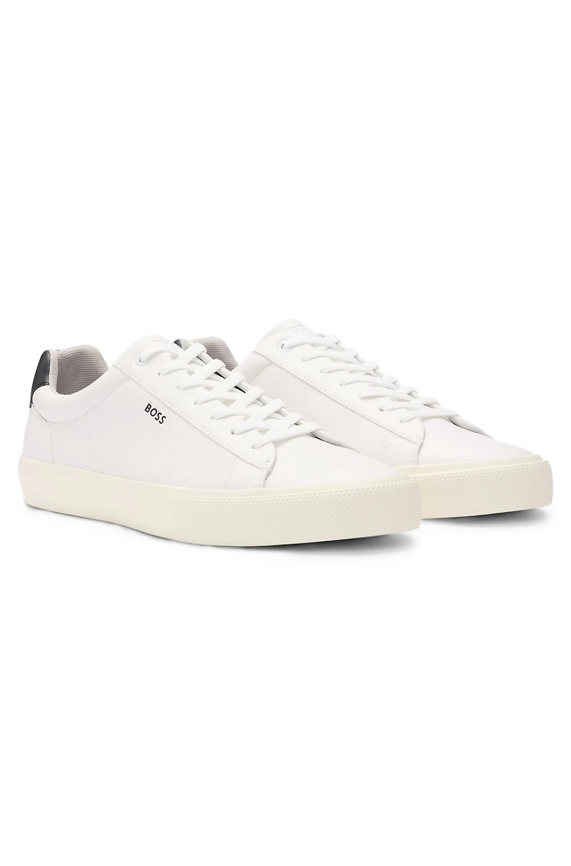 Faux-leather trainers with contrast backtab