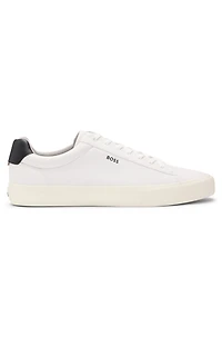 Faux-leather trainers with contrast backtab
