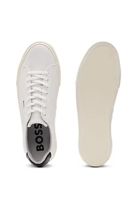 Faux-leather trainers with contrast backtab