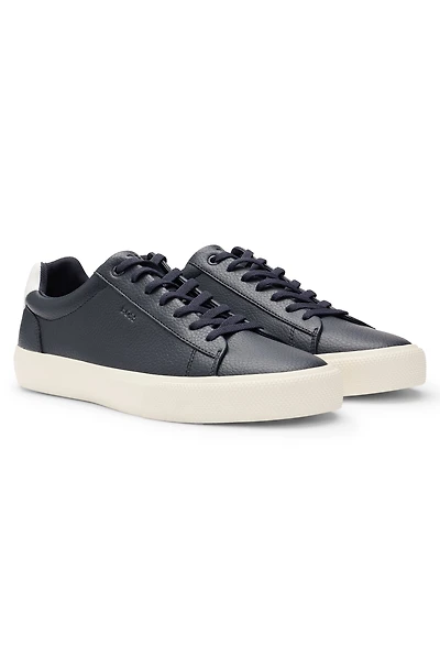 Faux-leather trainers with contrast backtab