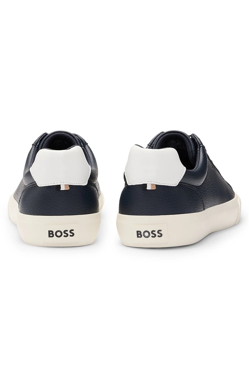 Faux-leather trainers with contrast backtab