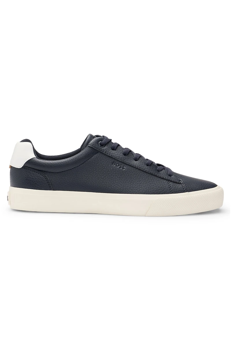 Faux-leather trainers with contrast backtab