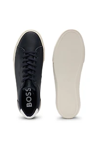 Faux-leather trainers with contrast backtab