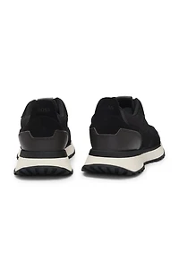 Trainers with knit and burnished-leather trims