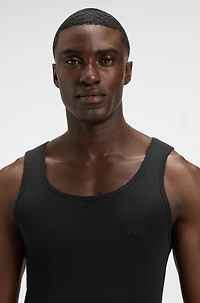 Three-pack of cotton tank tops with embroidered logos