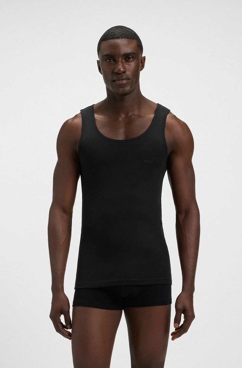 Three-pack of cotton tank tops with embroidered logos