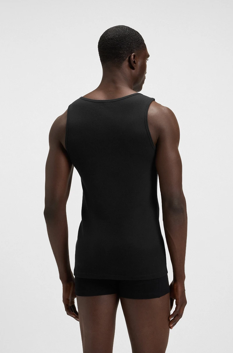 Three-pack of cotton tank tops with embroidered logos