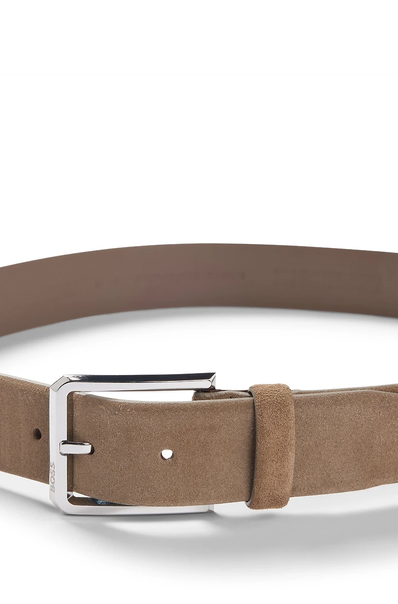Suede belt with silver-tone buckle