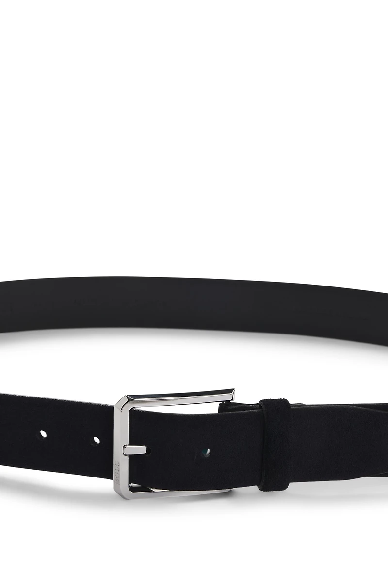 Suede belt with polished pin buckle