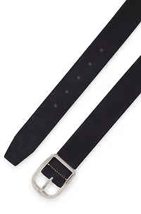 Italian-made suede belt with frame buckle