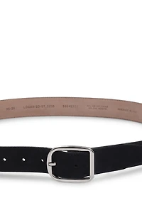 Italian-made suede belt with frame buckle