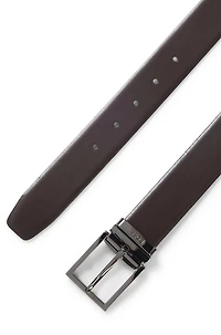 Reversible Italian-leather belt with gunmetal hardware