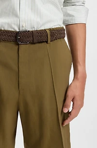 Woven suede belt with logo keeper