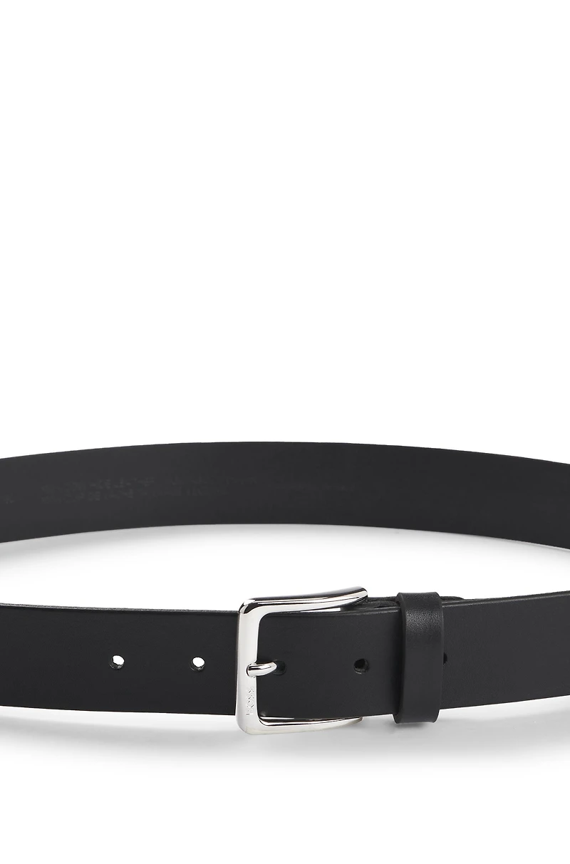 Italian-leather belt with silver-tone buckle