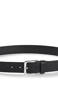 Italian-leather belt with silver-tone buckle