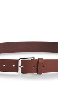 Italian-leather belt with silver-tone buckle