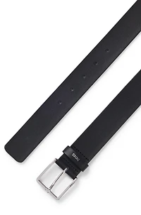 Structured-leather belt with logo keeper