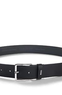 Structured-leather belt with logo keeper