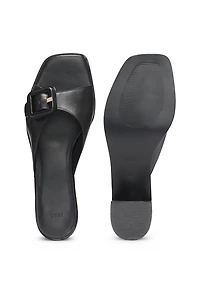 Leather mules with buckle detail