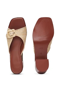 Raffia mules with leather trims