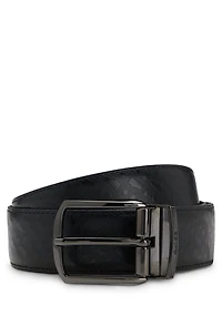Reversible belt in monogrammed and structured Italian leather