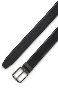 Reversible belt in monogrammed and structured Italian leather