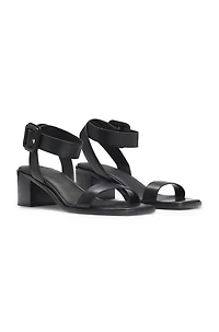 Leather sandals with block heel