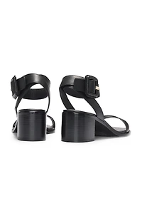 Leather sandals with block heel