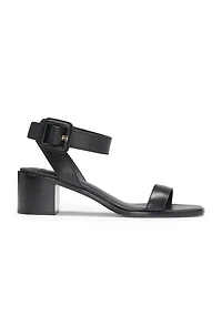 Leather sandals with block heel