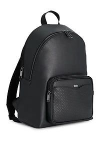 Backpack with monogram-patterned pocket