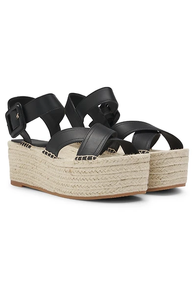 Leather sandals with platform sole
