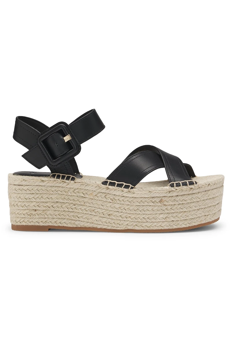 Leather sandals with platform sole