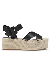 Leather sandals with platform sole