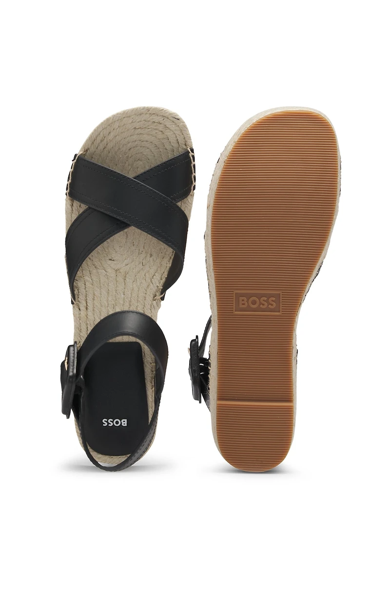 Leather sandals with platform sole