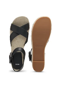 Leather sandals with platform sole