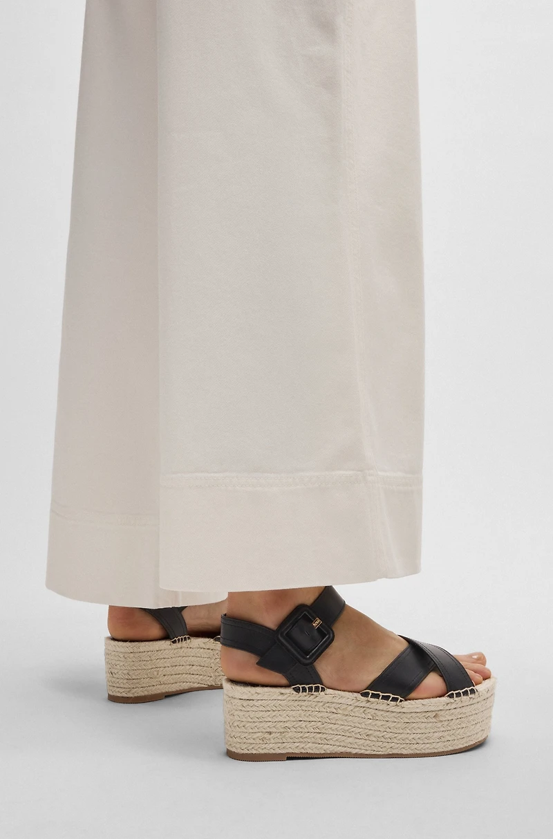 Leather sandals with platform sole