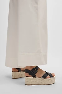 Leather sandals with platform sole