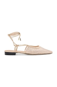 Mesh mules with rhinestone embellishments