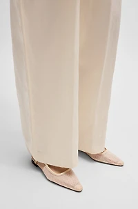 Mesh mules with rhinestone embellishments