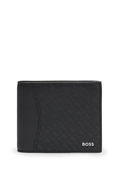 Structured wallet with monogram print