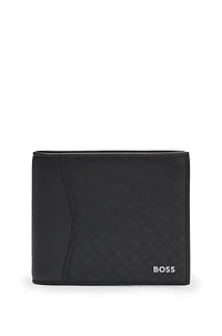 Structured wallet with monogram print