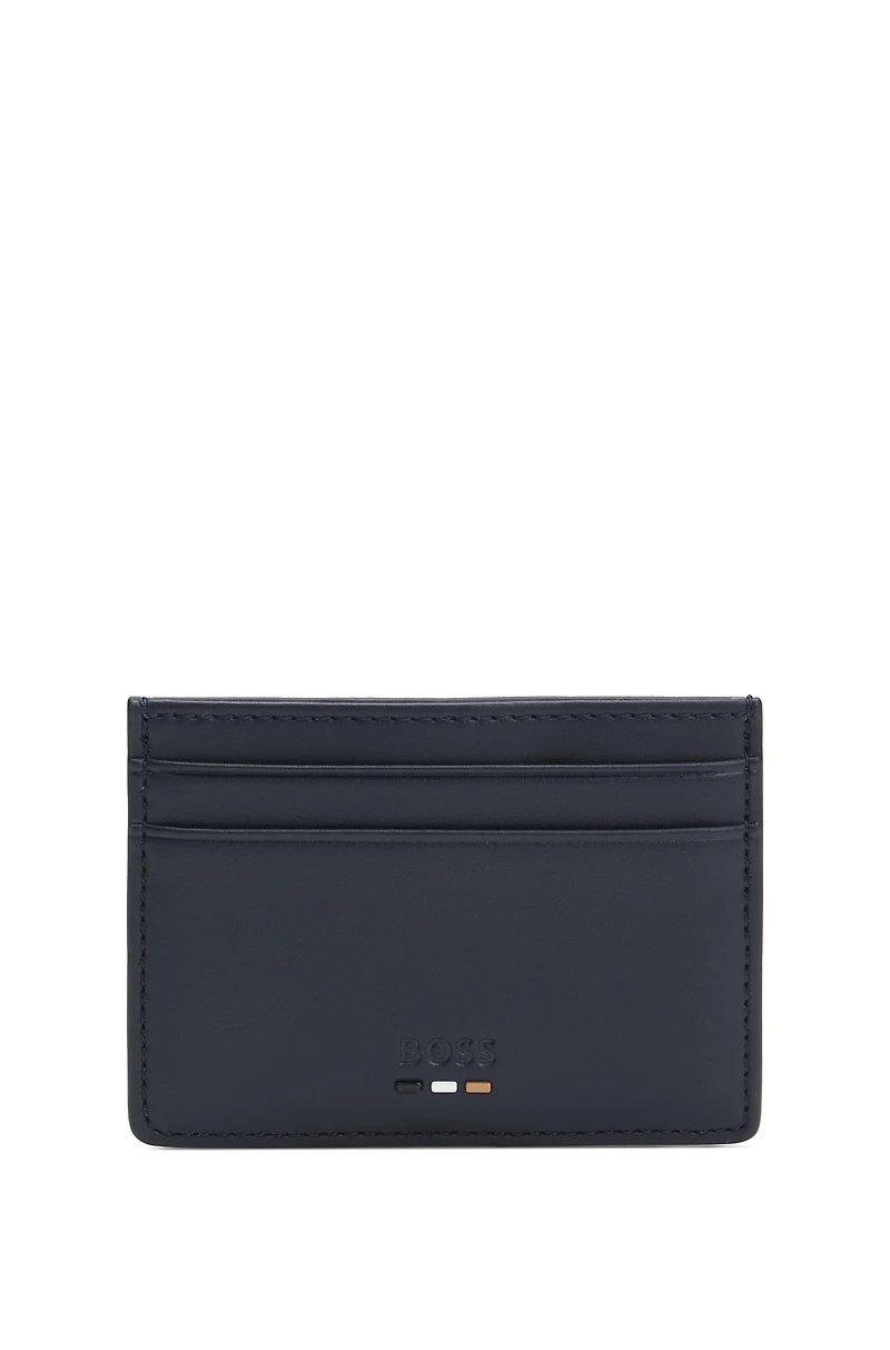 Faux-leather card holder with textured trim