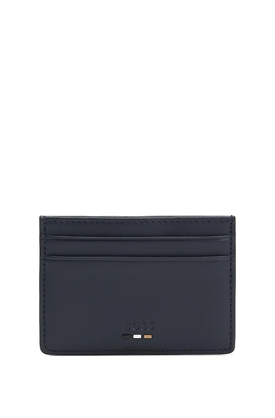 Faux-leather card holder with textured trim