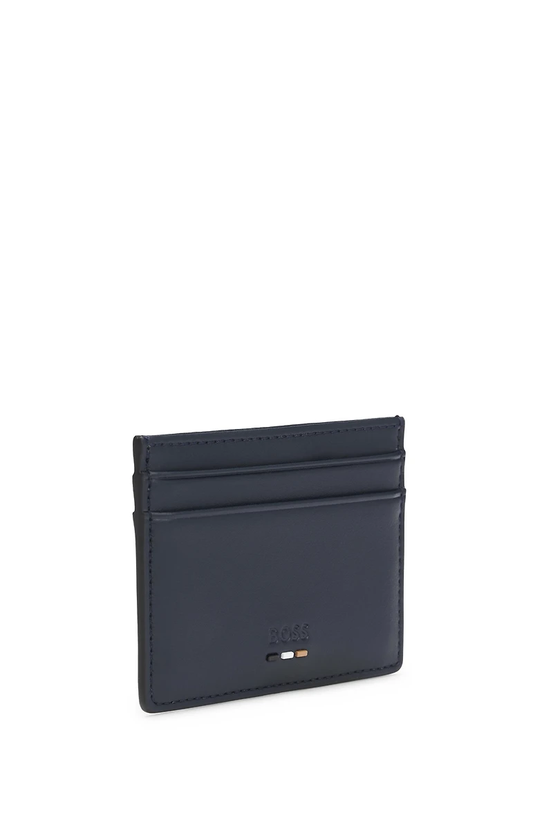 Faux-leather card holder with textured trim