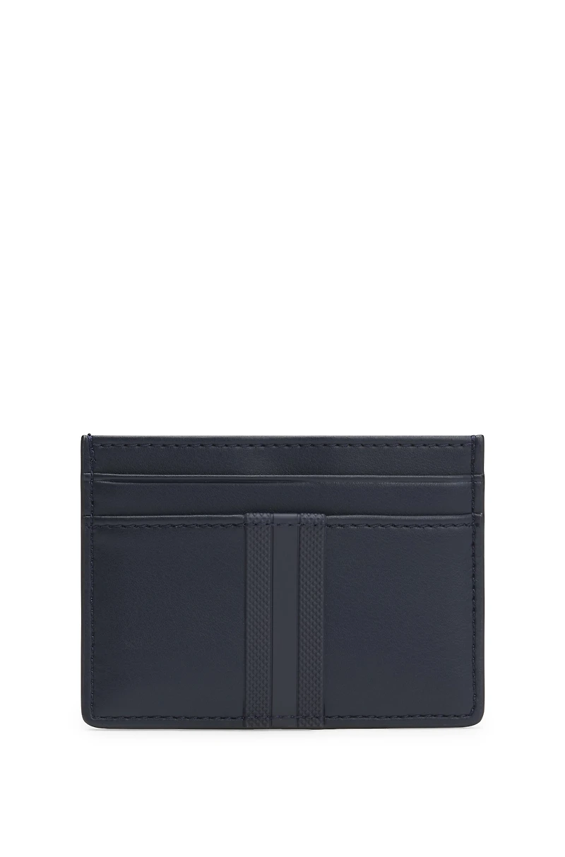 Faux-leather card holder with textured trim