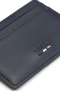 Faux-leather card holder with textured trim