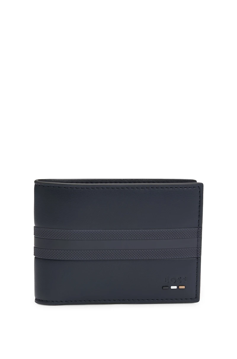 Faux-leather folding wallet with textured trim