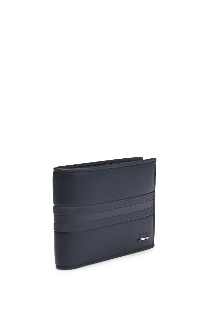 Faux-leather folding wallet with textured trim